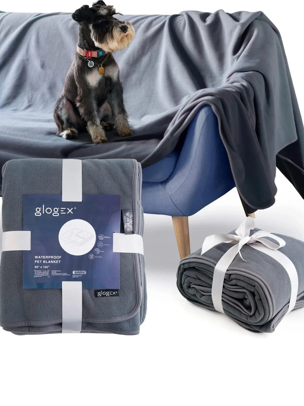 X Large Waterproof Pet throw Blanket Gray Fleece for Sofa or king size bed Cover